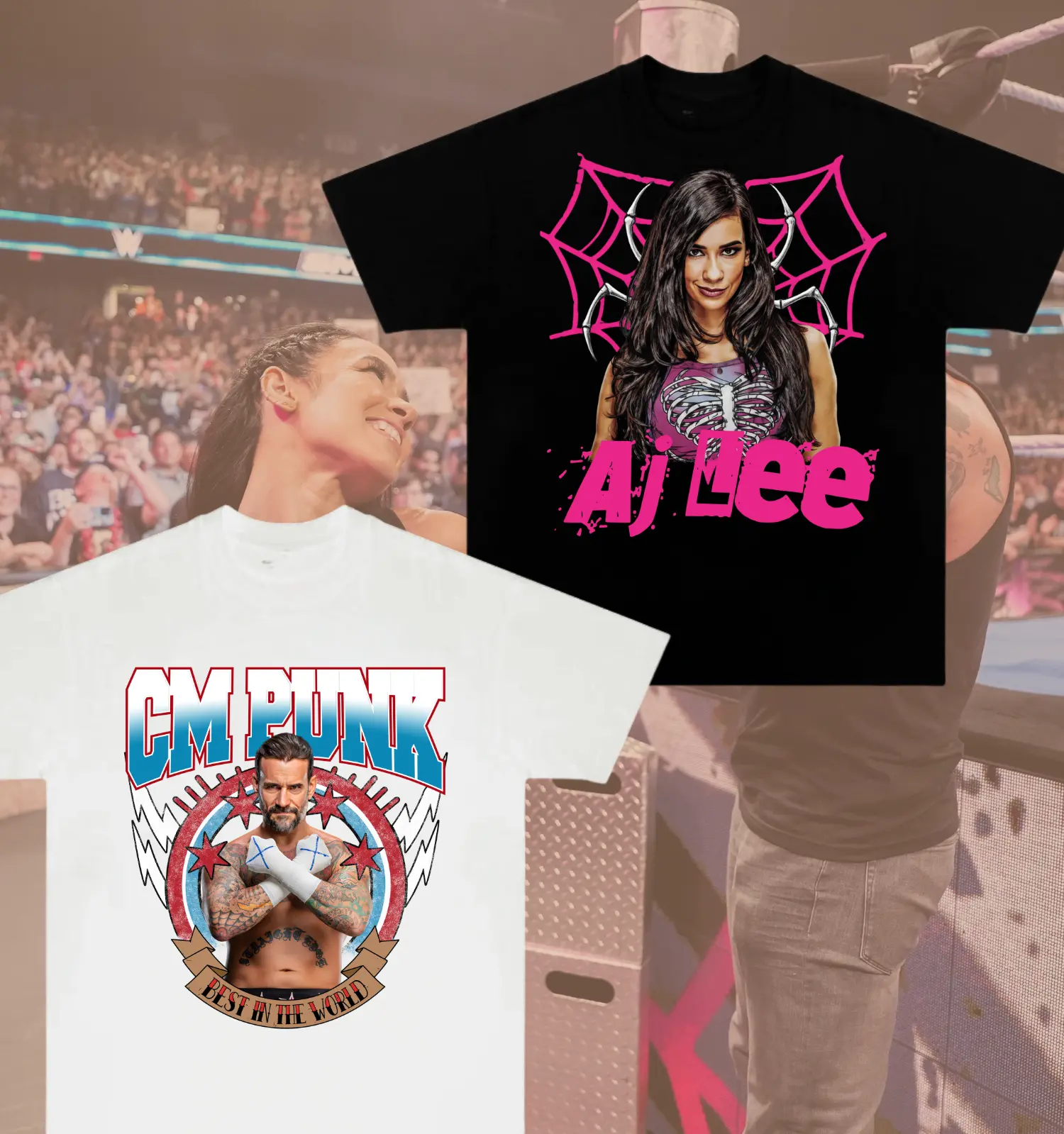 CM Punk x AJ Lee T-Shirt - WW.E Shirt, Perfect Couple WW.E, Unisex Vintage Retro, Fashion Cotton, Full Colors, Full Sizes, For Men, For Women