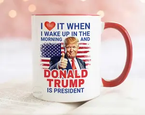 President Trump Coffee Mug, I Wake Up And Trump Is President 2024 Gift mug  trump Ceramic Drink