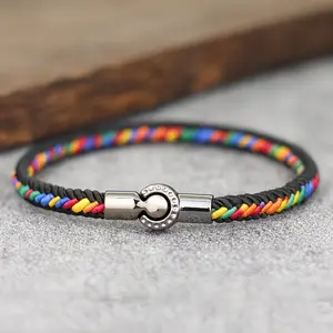 Vintage woven bracelet for both men and women, hand woven colorful hand rope magnetic buckle bracelet, friendship gift, couple jewelry bracelet