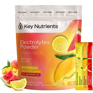 KEY NUTRIENTS Electrolytes Powder Packets – Variety Pack – Sugar Free Hydration Drink Mix – Keto Electrolytes Hydration Packets – Improved Refreshing Taste Lemonade, Peach Mango & Watermelon – 10 Pack