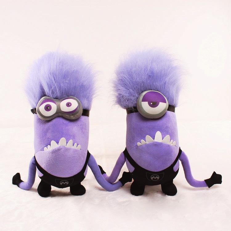 Purple Evil Minion Plush Toys Set, Cute Stuffed Animal Dolls, Couple Birthday Gift, Party Decor for Kids & Movie Fans $EFT