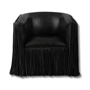Marisol Shaggy Leather Swivel Chair