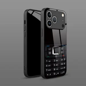 Phone Case: 1 Classic Black Button Phone Design HD Glass Phone Case for iPhone 17/17Pro/17ProMax/17Air/16/16Pro/16ProMax/16Plus/16e/15/15Pro/15ProMax/14/14Pro/13/13Pro/12/12Pro/12ProMax/11/11Pro. Fashionable Protective Case, Premium Luxurious Black summer