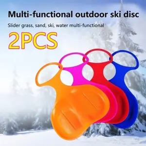 2-piece portable sled boards, outdoor winter plastic ski boards, snow and grass sand boards, cold-resistant ski pads, adult snowboard, available in multiple colors