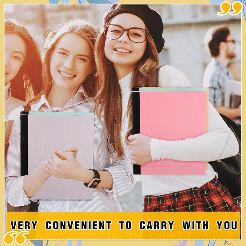 12 count 11" x 9.5" Legal Pads College Ruled Notepad Landscape Notebook Horizontal Lined Notebook 80 Gsm Assorted Colors Paper Pastel Writing Pads for School Office, 40 Sheet (Bright Color)