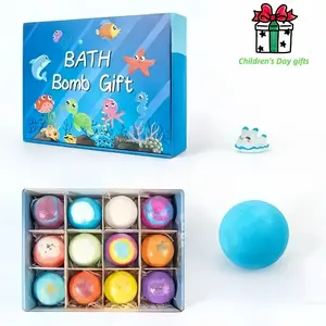 Ocean Toy Bath Salt Ball Set, 12 Bubble Bath Balls with Kids Bathtub Toys Gift Box, Fun Day Present, Perfect for Kids