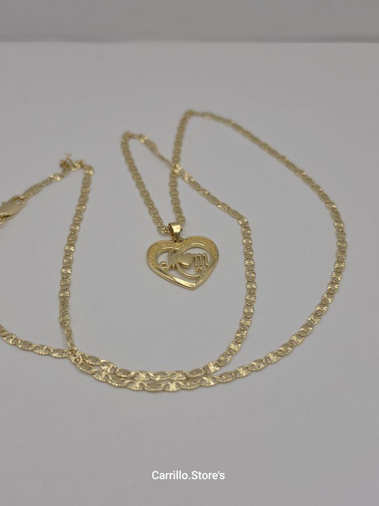 MOM beautiful heart chain regular style 24"inches gold-plated the perfect gift for all occasions