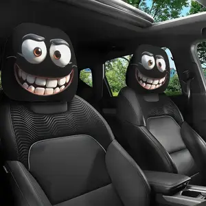 Car Headrest Covers Set of 2 with Fun Cartoon Designs, Perfect for Travel Daily Commute Car Interior Decor Halloween Christmas Thanksgiving Car Interior Decoration