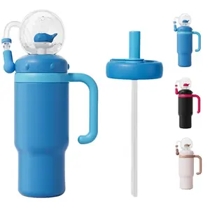 Whale Spray Water Bottle with Handle, Insulated Stainless Steel Whale Cup with Dual Silicone Spout, Leak-Proof, Suitable for Kids and Teens, Flasks