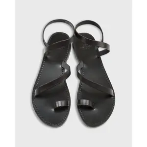 Diagonal Strap Sandal Black