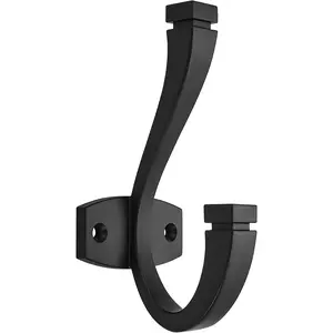(5 Pack Coat and Hat Wall Hooks Double Hooks for  ,Matte Black Towel Hooks,Wall Mount ,Hanger Backpack, Purse, Bag, Towel Organization Decorative Wall Hooks