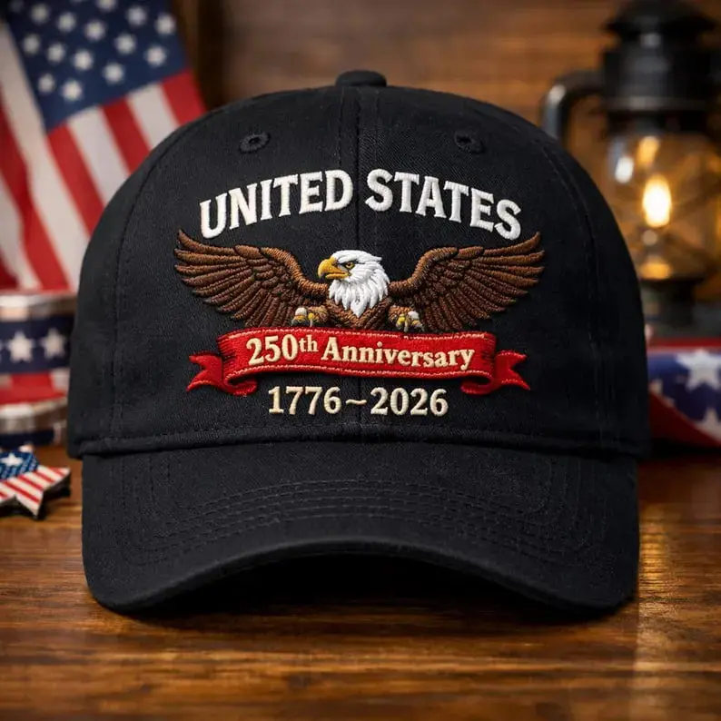 United States 250th Anniversary Hat with Eagle Banner Embroidery, Patriotic Heritage Cap, Historic Celebration Gift 1776 2026