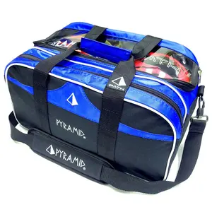 Pyramid Path Double Tote Plus Clear Top Bowling Bag (Black/Royal Blue)