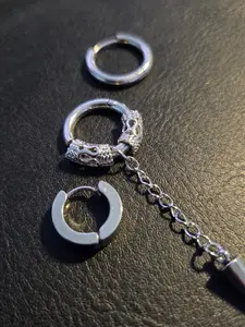 Chill Set A- 3 Piece Earrings : Hoop + Chain Spike