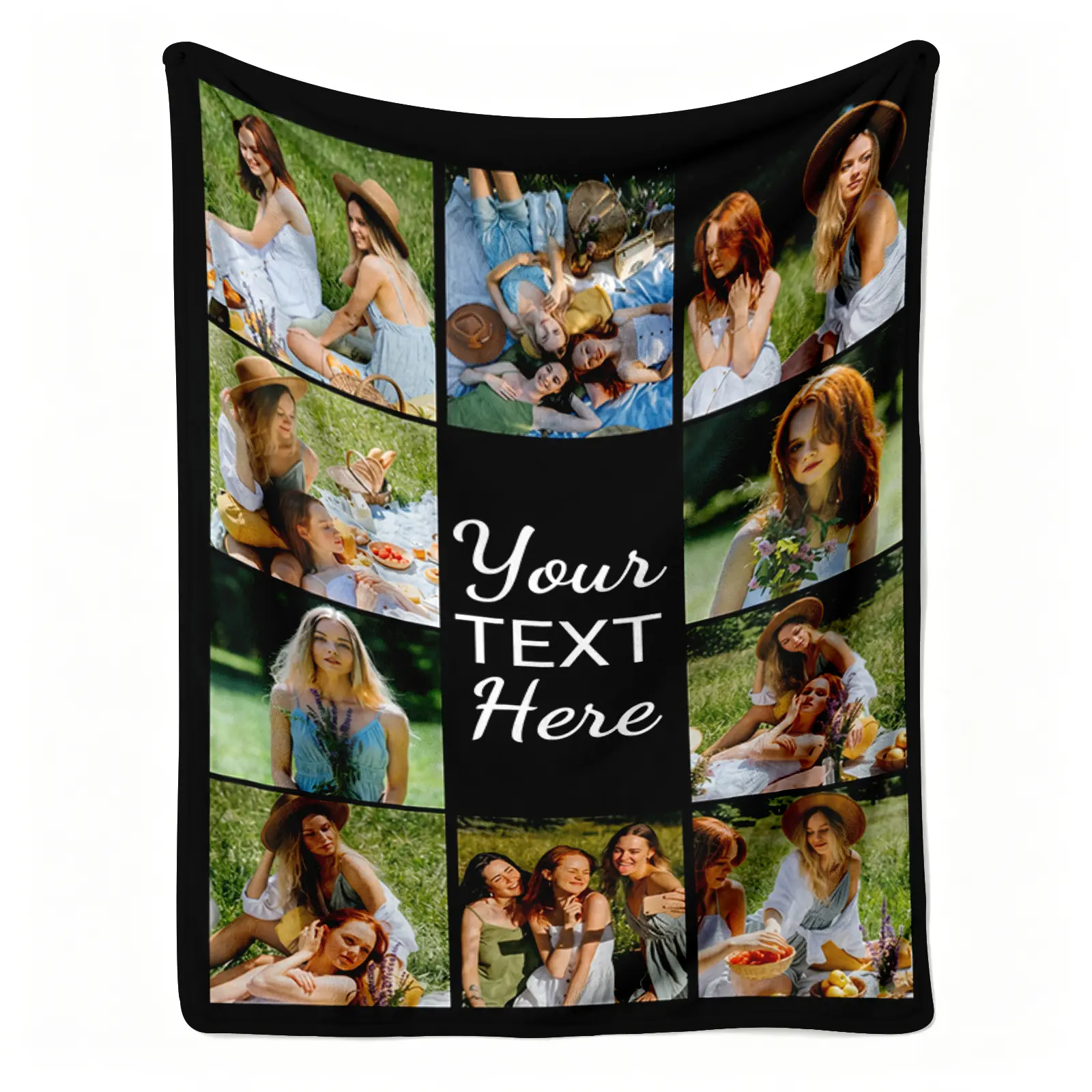 Custom 9-Photo Bestie Printed Flannel Blanket, Soft Throws with Photo & Custom Name Print, Cozy Sofa/Couch Cover, Personalized Friendship Gift for Best Friend (Birthday/Christmas), Soft Throws Blanket