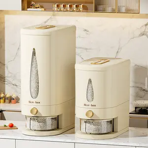 10kg / 22-pound sealed grain storage container with flip lid - heavy-duty rice bucket, large-capacity rice bucket for kitchens and dining rooms, durable plastic structure, simple design, clearly visible warehouse organization