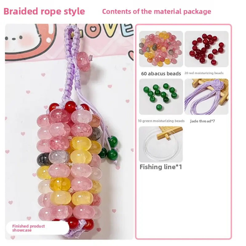 Fortune Corn Beads DIY Handmade Craft Kit - Keychain, Pendant, Phone Chain Glass Accessory for Team Building, Cultural Creative Gift, Memorial Day, Ceremony, 01-Make A Fortune, 02-Lucky, 05-Cute, Anniversary