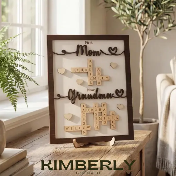 First Mom Now Grandma, Grandma Gift, Mothers Day Gift, Crossword Scrabble Family Keepsake, Scrabble Puzzle, Custom Grandkid Scrabble Letter