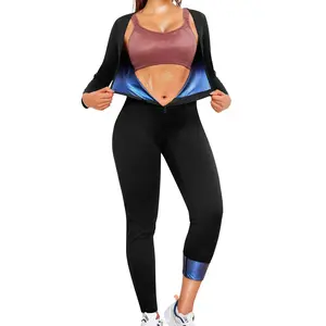 Women's Solid Zip Up Sauna Sports Jumpsuit, Sporty Long Sleeve Square Neck Jumpsuit for Yoga Gym Workout, Ladies Sportswear Stretchable Activewear for All Seasons