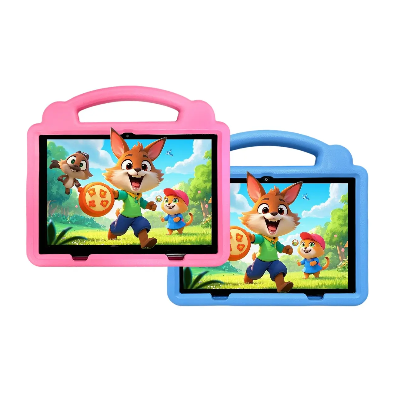 10.1-Inch Android Kids Tablet, 2-in-1 Design, HD IPS Display, 5 GHz WiFi, Bluetooth, Dual Camera, Lightweight Shockproof Durable, Parental Control, for Learning & Online Classes, Pink & Blue for Boys & Girls, Easter/Christmas/Birthday Gift