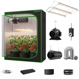 ALPHAGROW 1800D Grow Tent Kit, 2x2 2x4 4x4 Multiple Sizes, ABA 32W LED (UVA/IR/Red), 4" Inline Fan & Filter System 195CFM, Silver Ducting, Air Filtration For Mushroom & Hydroponics, Professional Indoor Growing Complete System Full Setup Box Set