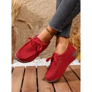 Women's thick soled casual single shoes, lace up British style, comfortable autumn outdoor women's shoes, very suitable for daily travel, walking shoes, Footwear