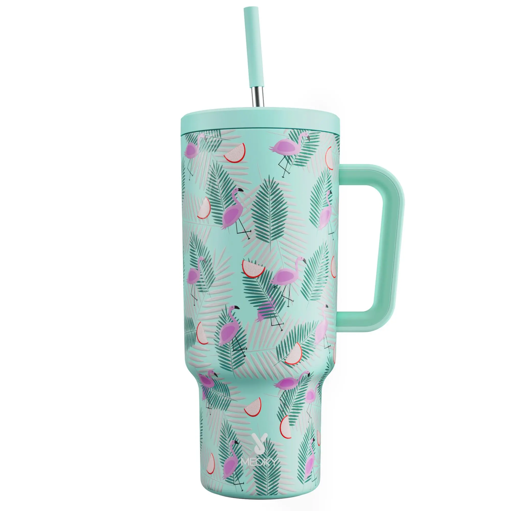 Blue Flamingo & Leaf