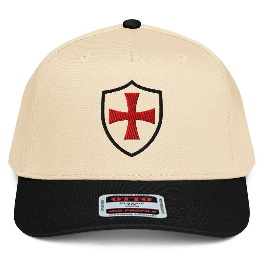 RIVEMUG NX1 Knight Templar Crusader Cross 2 Tone Hat Embroidered Mid Crown Curved Bill Snapback Mother Cap for Women
