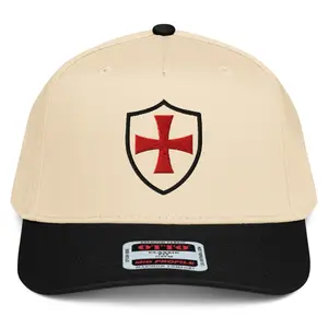 RIVEMUG NX1 Knight Templar Crusader Cross 2 Tone Hat Embroidered Mid Crown Curved Bill Snapback Mother Cap for Women