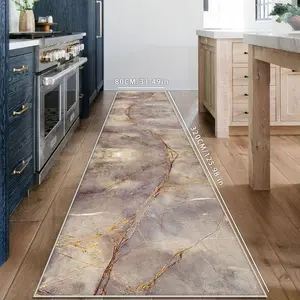 Luxury Style Marble Pattern Kitchen Runner Rug, 1 Count Non-slip Soft Long Corridor Carpet, Decorative Carpet for Home Kitchen Living Room Bedroom Hotel, Modern Runner Rug