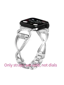 Diamond-encrusted metal watch strap compatible with Apple Watch, suitable for Apple Watch Series 1 to 11 smartwatches