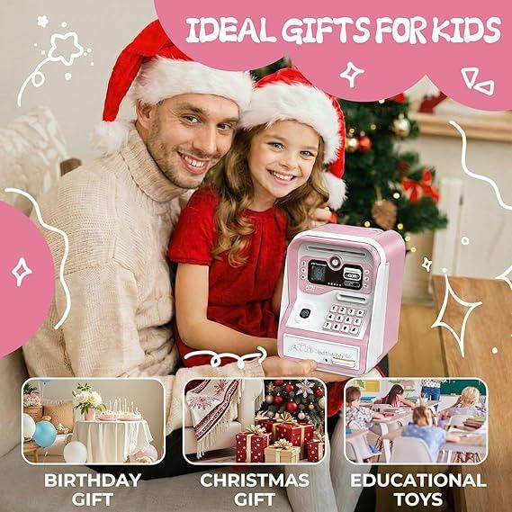 2026 New Electronic Code Lock Piggy Bank for Kids - Password-Protected, Auto Grab Bill Slot, Large Capacity Money Saving Box Fits All US Coins, Home Supplies Birthday Gift, Code Lock Piggy Banks