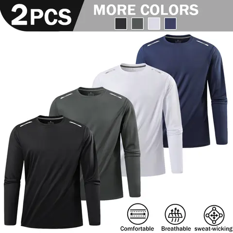 New autumn 2026 new European-American style quick-drying long-sleeved T-shirt male summer European and American leisure sports fitness outdoor long-sleeved T-shirt male