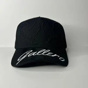 Gallero Black Snapback Hat - Rooster Embroidery Cap