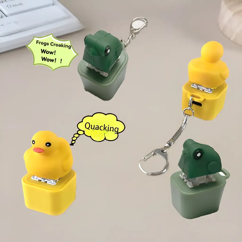 Quacking duck keychain, Frog Croaking Keychain,funny quacking duck hat keychain, realistic vocalization, cute animal sound generator, helps focus and