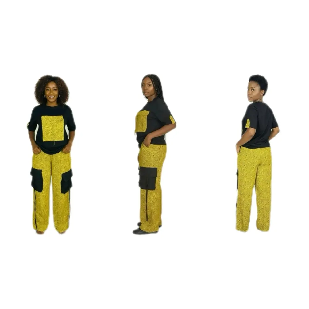 Yellow Ankara Top and Cargo Set Combo for Stylish Comfort