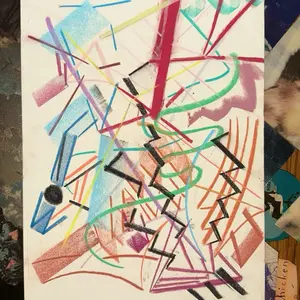 Interference of Color and Line – Original Geometric Abstract on Pastel Paper