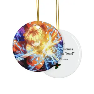 Customized Agatsuma Zenitsu Anime Christmas Ornament Ceramic Holiday Decor for Fans Unique Gift Idea Festive Decoration
