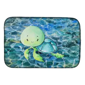212 MAIN Rectangular Turtle Print Decorative Dish Drying Mat - Kitchenware with Tableware Support, Placemat Functionality