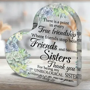 "Forever Blooming Friendship" Acrylic Heart Ornament – Sunflower & Rose Design – Meaningful Gift for Best Friends, Sisters & Loved Ones – Perfect for Birthdays, Christmas & Valentine’s Day