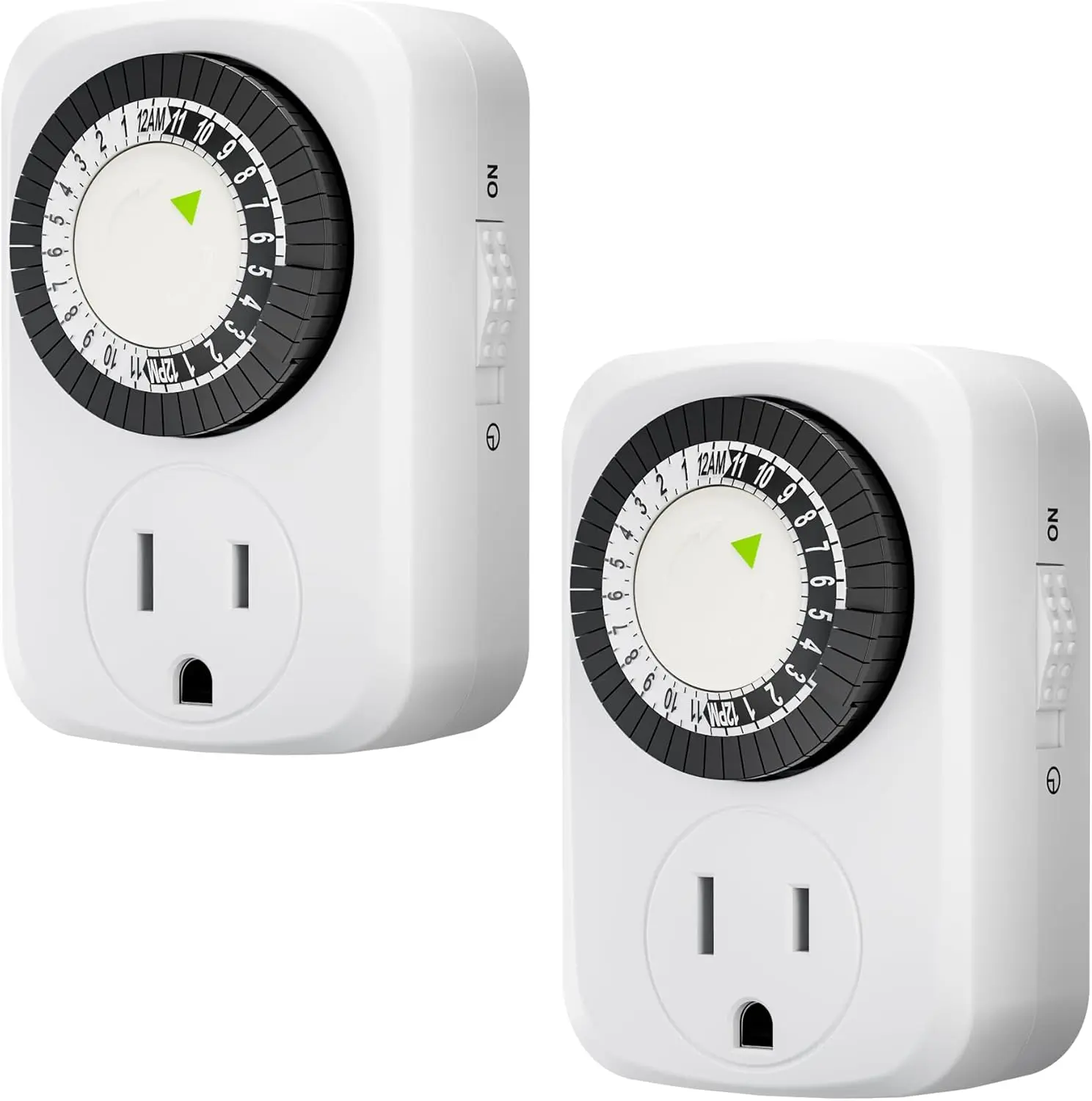 Indoor Mini 24-Hour Mechanical Outlet Timer, for Electrical Outlets, 30 Minute Intervals, 3-Prong, 2-Pack, Light Timer for Indoor Lighting, ETL Listed