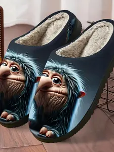 Funny Plush Animal Print Cotton Slippers, Fun and Quirky Design, Non-Slip Thick Sole, Warm Home Shoes for Men and Women, Fall & Winter