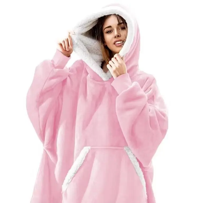 JointlyCreating Oversized Wearable Blanket Hoodie for Women Men & Kids Thick Sherpa Fleece Blankets Sweatshirt Lounging Pullover Christmas Gift One Size 35 Inch
