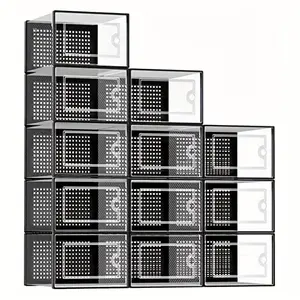 Multifunctional Thick Shoe Rack, 12 Lazy Storage Boxes, Transparent Stackable Design, Bedroom Organizer, Dust-Proof Shoe Cabinet, Clear Stackable Drawers