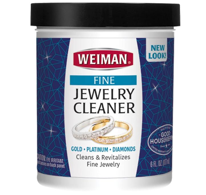 Weiman Fine Jewelry Cleaner Liquid with Cleaning Brush Restores Shine Brilliance to Gold Platinum Precious Gemstones & Diamond Jewelry 6 Oz