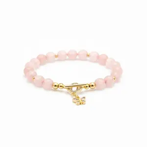 Delicate natural rose quartz bracelet