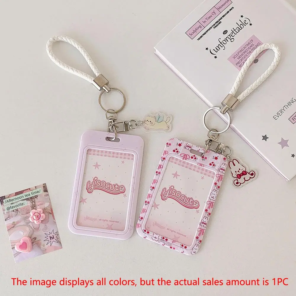 Style Cartoon Card Holder, Student ID Badge Protector, K-Pop Idol Flash Card Case, Keychain Pendant Card Sleeve, Pastel Color, Personalized Lanyard, ID Badge Holder With Lanyard, Id Holder For Lanyard
