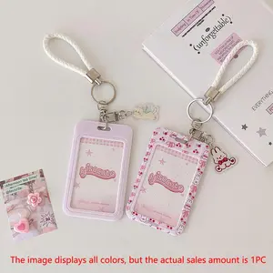 Style Cartoon Card Holder, Student ID Badge Protector, K-Pop Idol Flash Card Case, Keychain Pendant Card Sleeve, Pastel Color, Personalized Lanyard