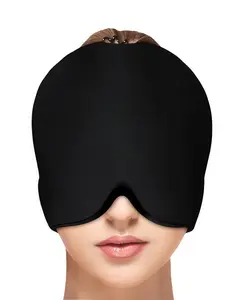 LMMAKE Migraine Relief Cap All Around Gel Covered Reusable Headache Relief Cap Black Migraine Cap for Headache Relief Puffy Eyes Adjustable Design Soft Flexible Material Cold or Hot Therapy Lightweight & Soothing