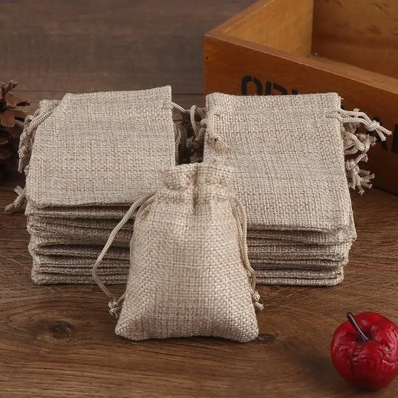 10pcs/30pcs Linen Burlap Bags Drawstring Gift Pouch Jute Jewelry Bag Small Cloth Bags for Favors Wedding Party Decorations Craft Sachet Bags Eco-friendly Packaging Pouch Reusable Linen Sack Storage Bags Gift Idea, Gift Wrapping, Gift Wrap Bags
